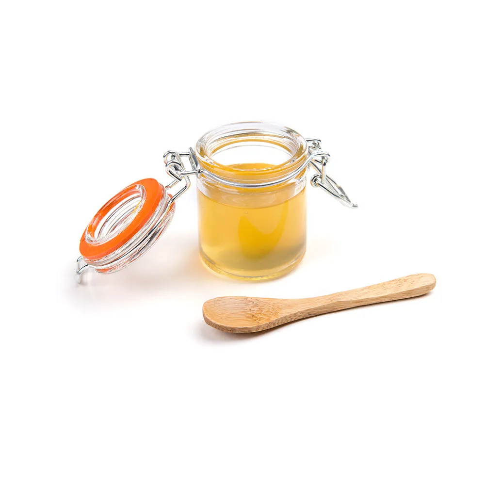 100 2 oz Square Natural Bamboo Mini Kova Cups and 100 Natural Bamboo 3.5" Mini Spoons