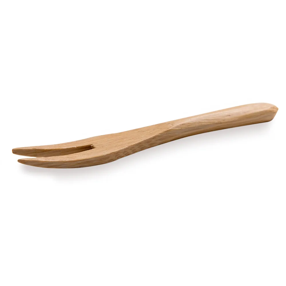 100 Square Natural 3.5" Bamboo Veneer Plates and 100 Natural Bamboo 3.5" Mini Forks