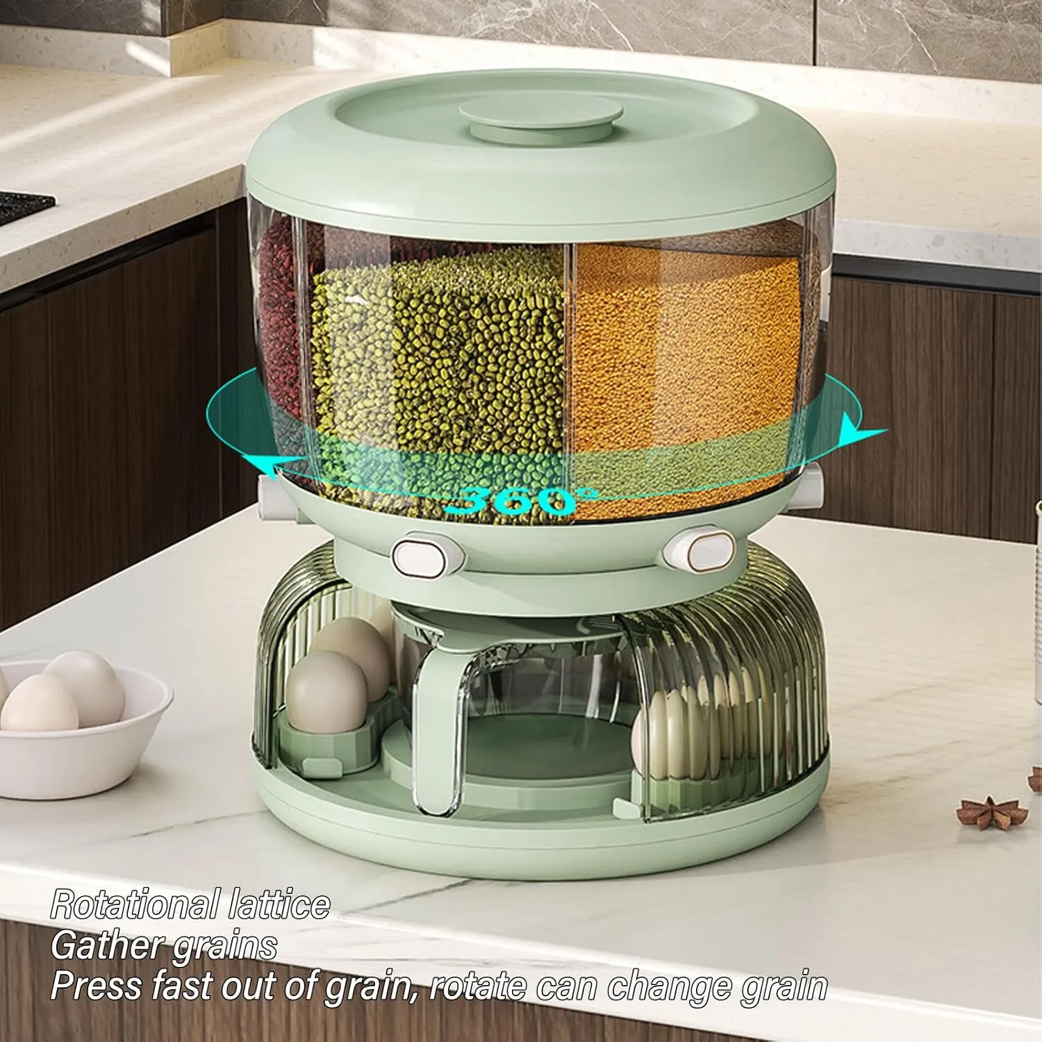 360 Degree Rotating Grain Storage Dispenser -Green