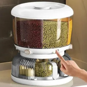 360 Degree Rotating Grain Storage Dispenser -White