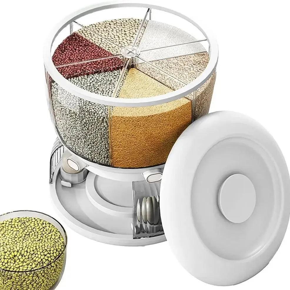 360 Degree Rotating Grain Storage Dispenser -White