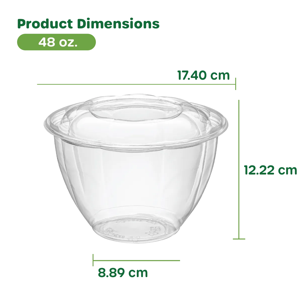 48 oz. Plastic Salad Bowls To Go With Airtight Lids