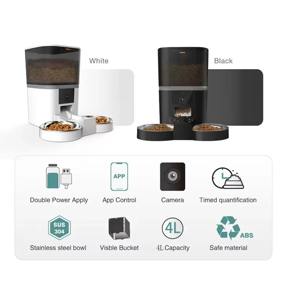 4L Smart Automatic Dog Feeder with Camera - Remote Feeding Control & Custom Meal Scheduling