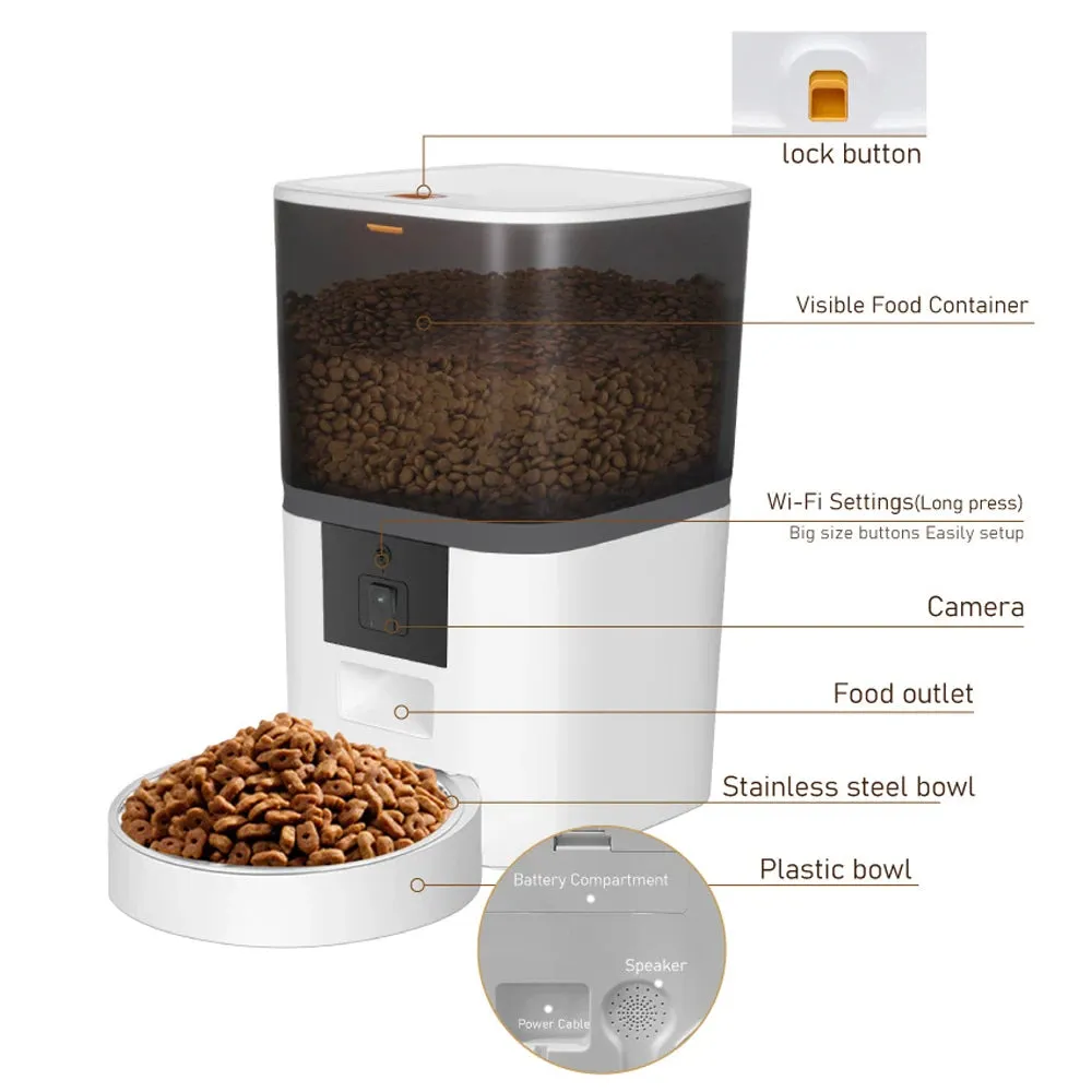 4L Smart Automatic Dog Feeder with Camera - Remote Feeding Control & Custom Meal Scheduling