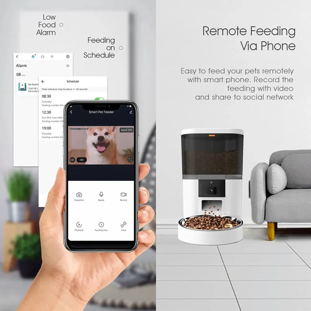 4L Smart Automatic Dog Feeder with Camera - Remote Feeding Control & Custom Meal Scheduling