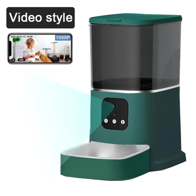 6L Automatic Cat Feeder - Timing with Camera Video Smart Pet Feeder for Cat Dogs Intelligent Dry Food Dispenser Voice Recorde Bowl