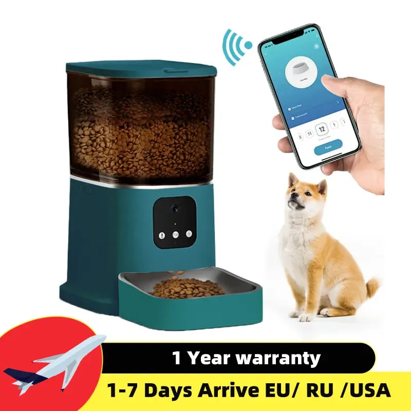 6L Automatic Cat Feeder - Timing with Camera Video Smart Pet Feeder for Cat Dogs Intelligent Dry Food Dispenser Voice Recorde Bowl
