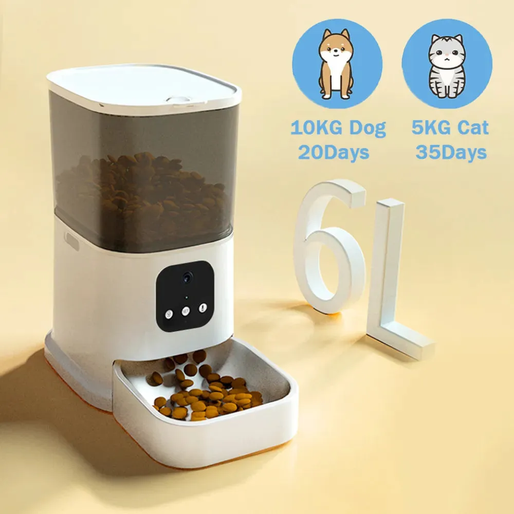 6L Automatic Cat Feeder - Timing with Camera Video Smart Pet Feeder for Cat Dogs Intelligent Dry Food Dispenser Voice Recorde Bowl