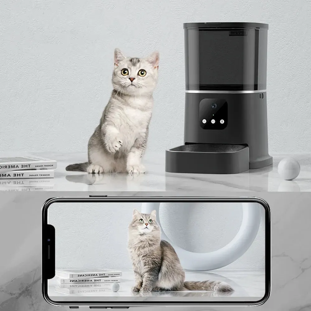 6L Automatic Cat Feeder - Timing with Camera Video Smart Pet Feeder for Cat Dogs Intelligent Dry Food Dispenser Voice Recorde Bowl