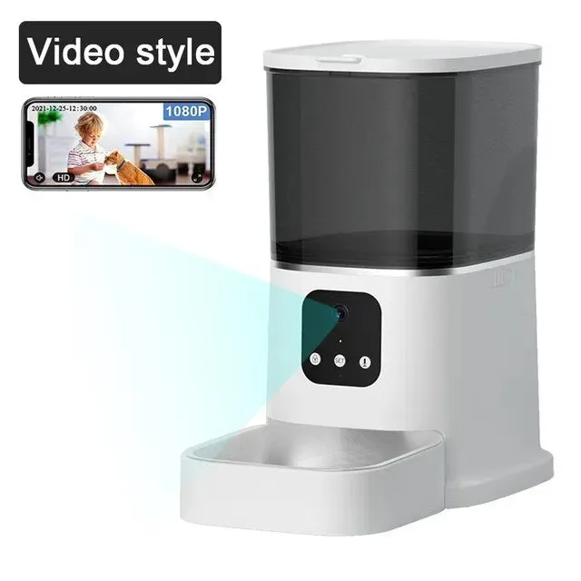 6L Automatic Cat Feeder - Timing with Camera Video Smart Pet Feeder for Cat Dogs Intelligent Dry Food Dispenser Voice Recorde Bowl