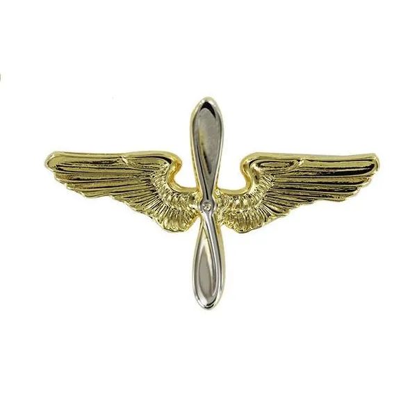 Air Force Academy Cap Device 3" : Gold Wings and Silver Propeller