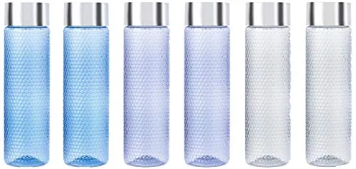 Amazon Brand - Solimo Plastic Water Bottle Set (6 Pieces, Multicolor)