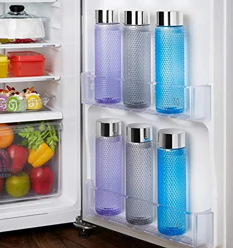 Amazon Brand - Solimo Plastic Water Bottle Set (6 Pieces, Multicolor)