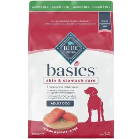 BLUE Basics Skin & Stomach Care Grain-Free Salmon & Potato Recipe Dry Dog Food, 22lb