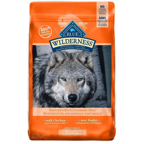 BLUE Wilderness Grain Free Large Breed Chicken Recipe Dry Dog Food, 24lb