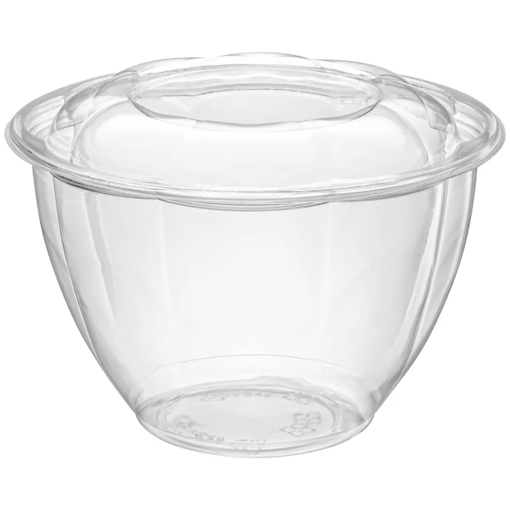 [Case of 150] 48 oz. Plastic Salad Bowls To Go With Airtight Lids