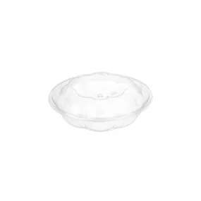 CCF 18OZ PET Plastic Rose Salad Bowl & Lids - 150 Sets/Case