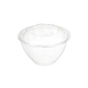 CCF 40OZ PET Plastic Rose Salad Bowl & Lids - 150 Sets/Case