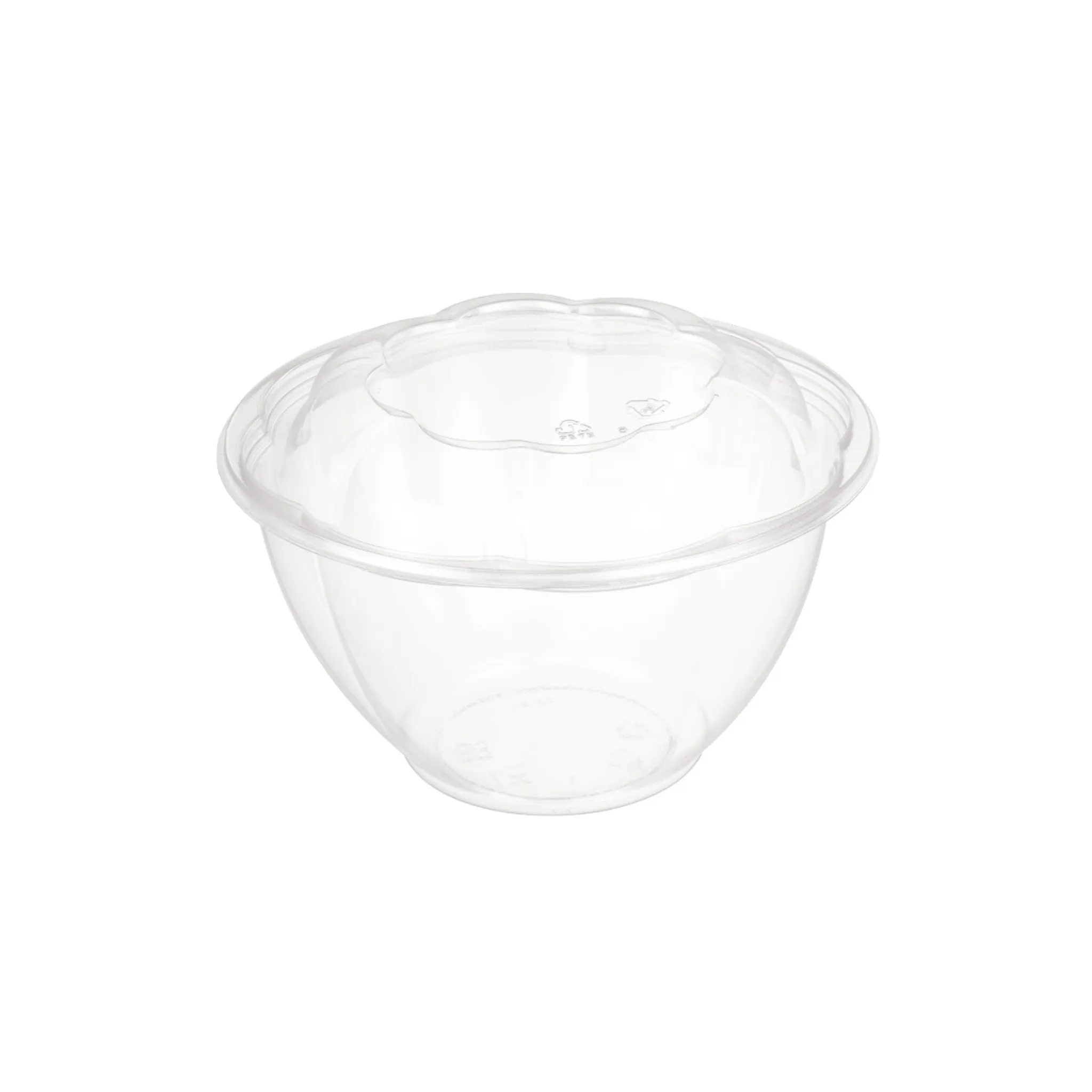 CCF 40OZ PET Plastic Rose Salad Bowl & Lids - 150 Sets/Case