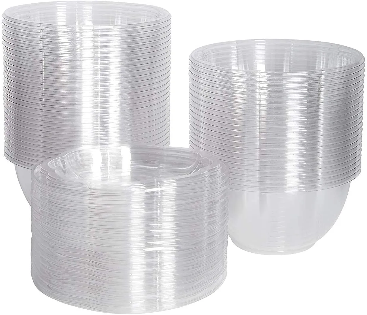 CCF 40OZ PET Plastic Rose Salad Bowl & Lids - 150 Sets/Case