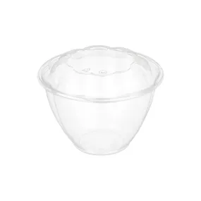 CCF 48OZ PET Plastic Rose Salad Bowl & Lids - 150 Sets/Case