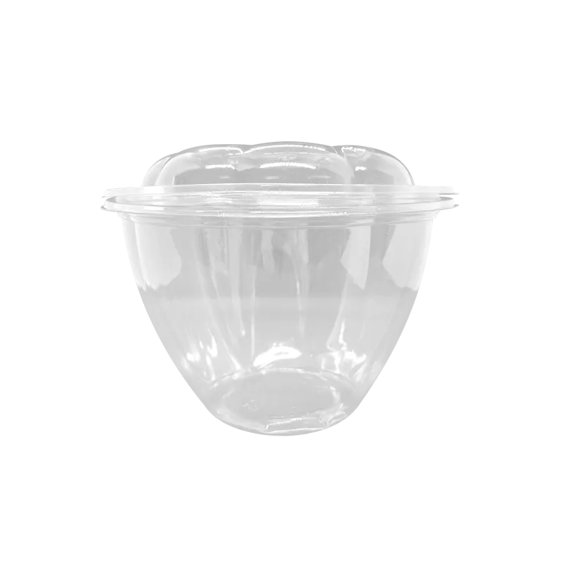 CCF 48OZ PET Plastic Rose Salad Bowl & Lids - 150 Sets/Case