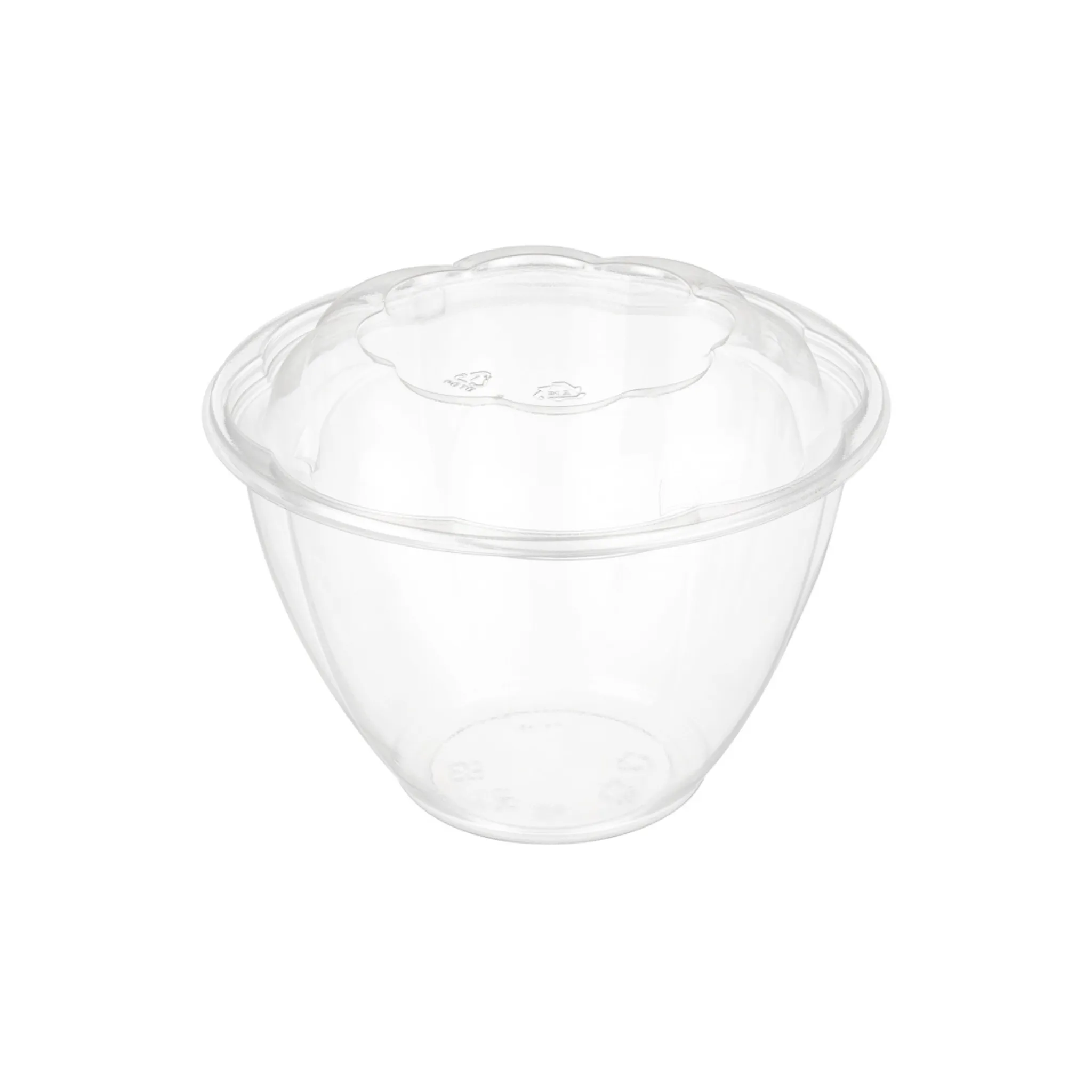CCF 48OZ PET Plastic Rose Salad Bowl & Lids - 150 Sets/Case