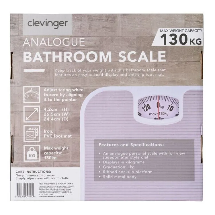 Clevinger 130kg Analogue Bathroom Body Weight Scales