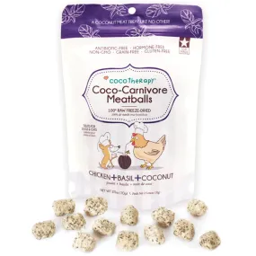CocoTherapy Coco-Carnivore Meatballs Chicken Basil Coconut Freeze-Dried Treats For Cats & Dogs 2.5oz