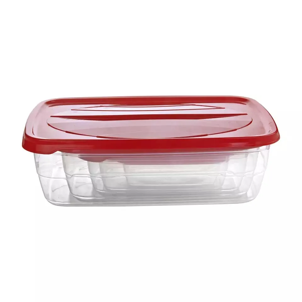 Dialust Rectangular Plastic Food Storage Container with Air Tight Lid Kitchen Container Meat Box Fridge and Freezer Storage Boxes Bowl - 225ml, 325ml, 650ml, 1250ml, 2200ml, 3500ml, 6 Pcs, Clear