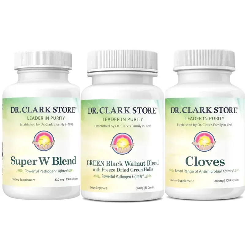 Dr. Clark Clove, Wormwood & Freeze-Dried Green Black Walnut Hull (3 Items)