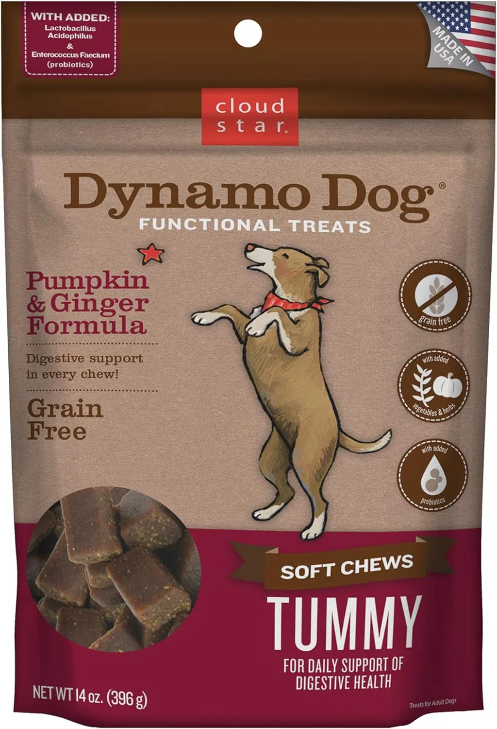 Dynamo Dog Tummy Functional Soft Chews Dog Treats (Pumpkin & Ginger) - 14oz