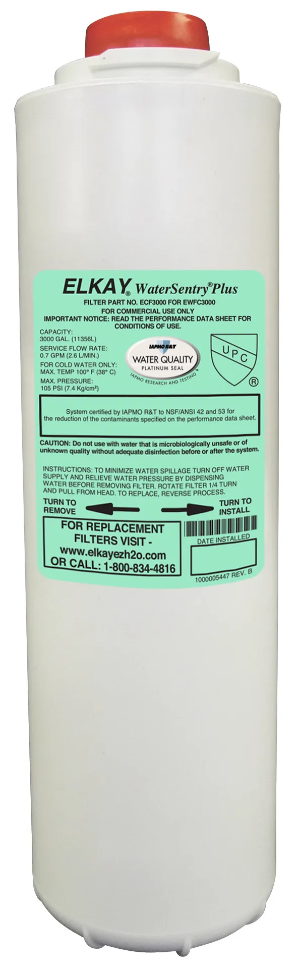 Elkay ECF3000 | WaterSentry Plus Replacement Filter | For use with Built-in Water Dispenser (Liv 'commercial' units)