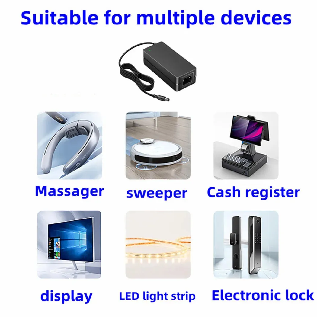 EU Plug Power Supply 5V 6V 7.5v 9V 12V 13.5V 15v 16V 18v 19V 20V 24V 25V 28V 29V 30V 31V 32V 36V 42V 48V 1A 2A 3A 4A 5A 6A Power Adapter