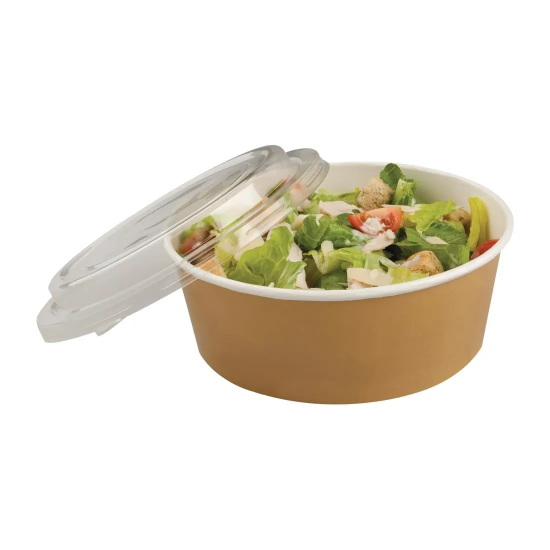 FA374 Colpac Recyclable Kraft Salad Pots With Lid Large 1300ml / 45oz (Pack of 150)