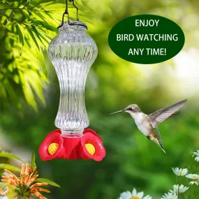 Flowers Glass Hummingbird Feeder With Ant Moat