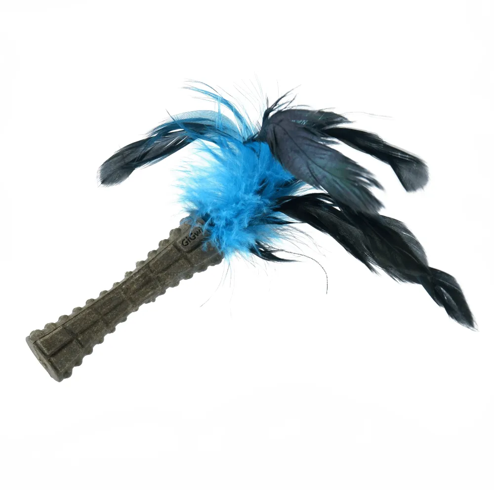 GiGwi Johnny Stick with Catnip & Natural Feathers Toy and Emily Pets Sofa Bed Scratching Pad for Cats and Kittens Combos