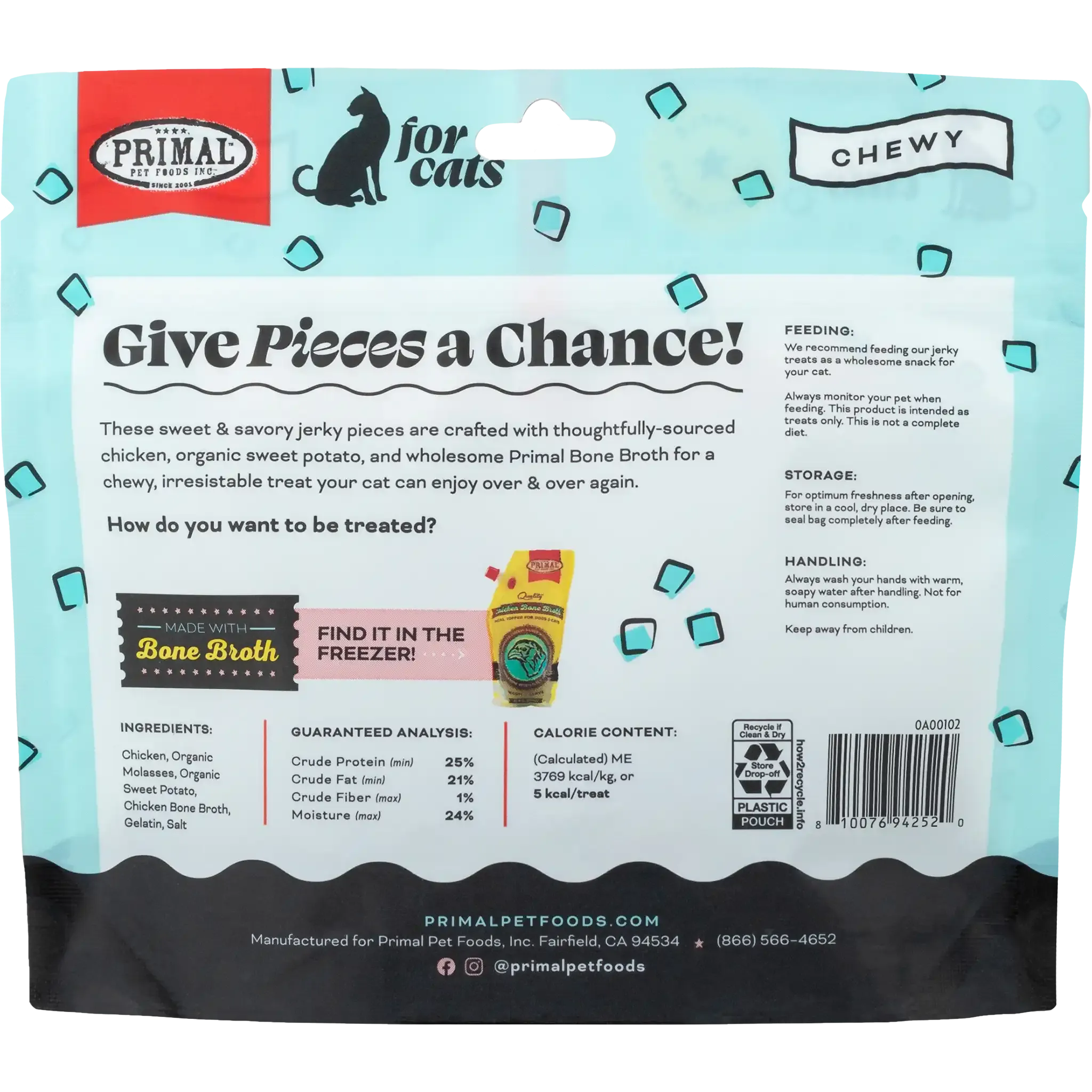 Give Pieces a Chance Jerky Treats for Cats <br> Chicken Recipe