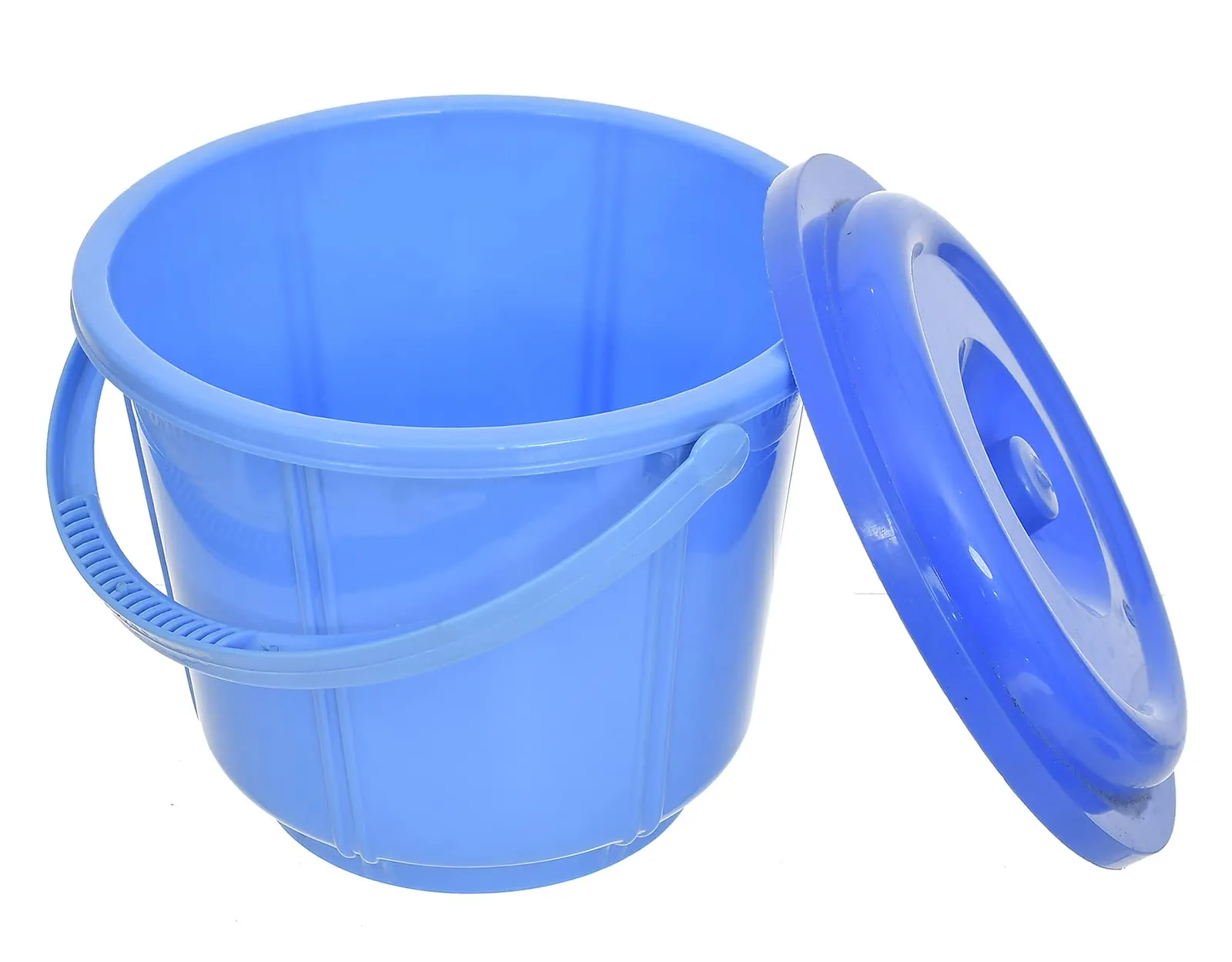 Heart Home Small Multiuses Plastic Kitchen & Pantry Storage Container/Bucket with Handle & Lid, 5 LTR.- Pack of 2 (Blue)-47HH01231