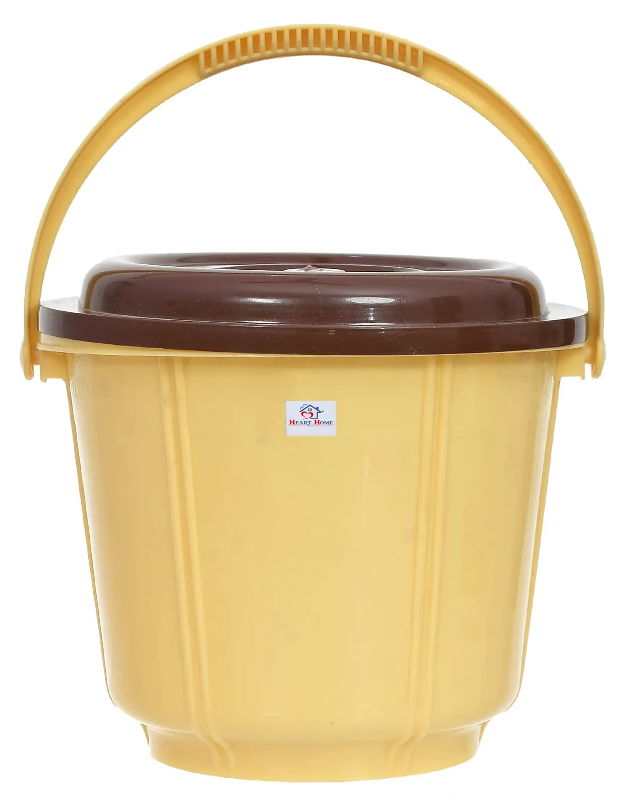 Heart Home Small Plastic Storage Container/Bucket for Store Flour, Rice, Sugar, Baking Supplies with Handle & Lid, 5 LTR. (Cream)-47HH01240