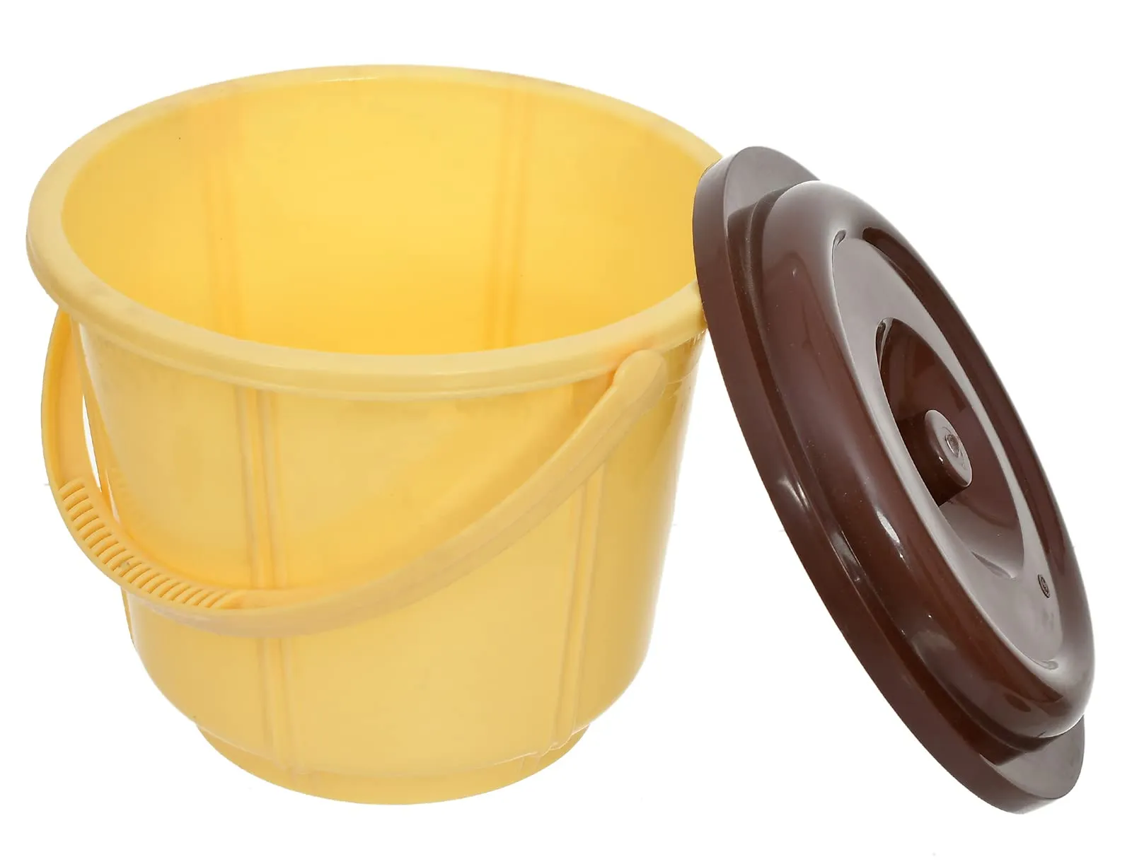 Heart Home Small Plastic Storage Container/Bucket for Store Flour, Rice, Sugar, Baking Supplies with Handle & Lid, 5 LTR. (Cream)-47HH01240