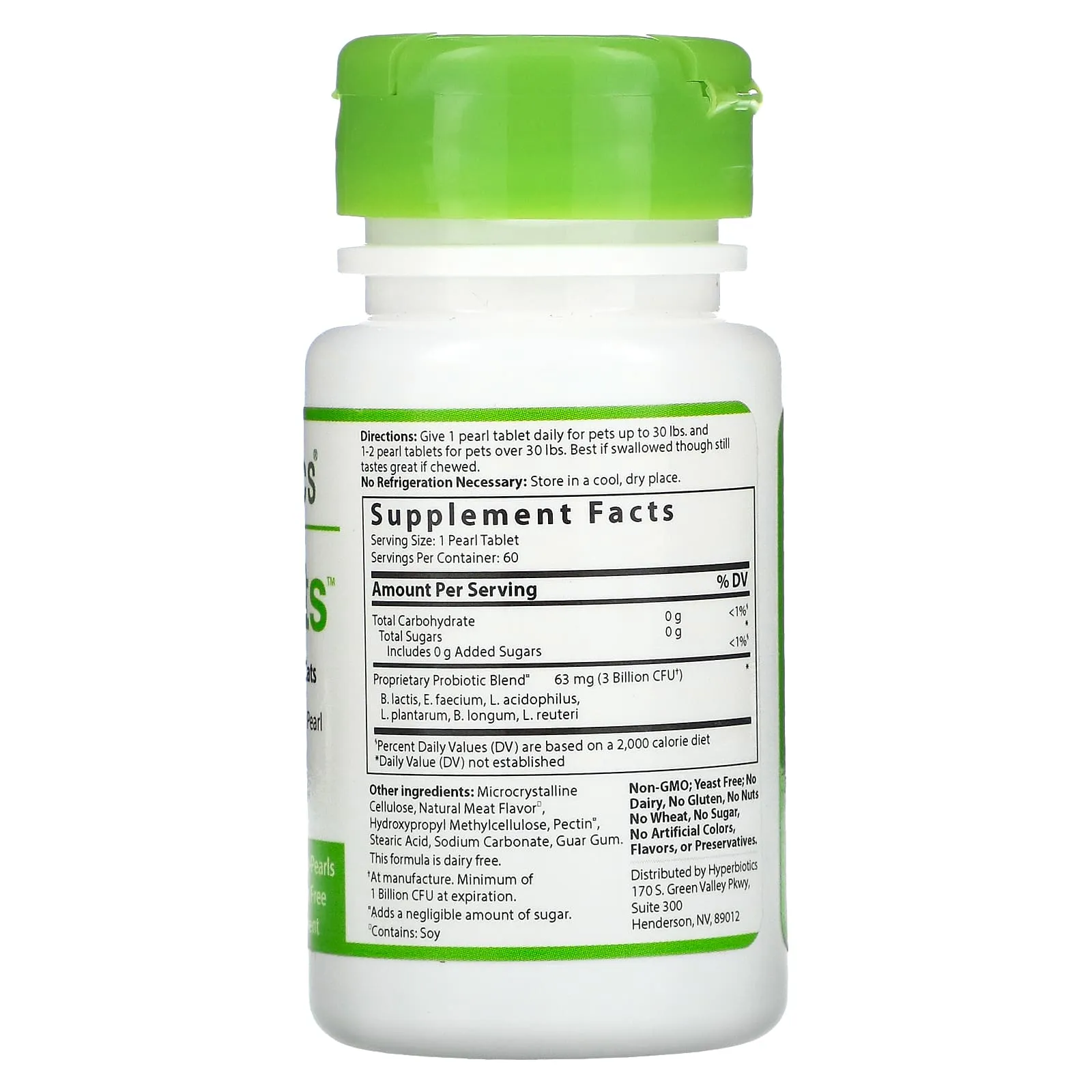 Hyperbiotics Probiotics for Dogs and Cats, Natural Pork, 60 Capsules