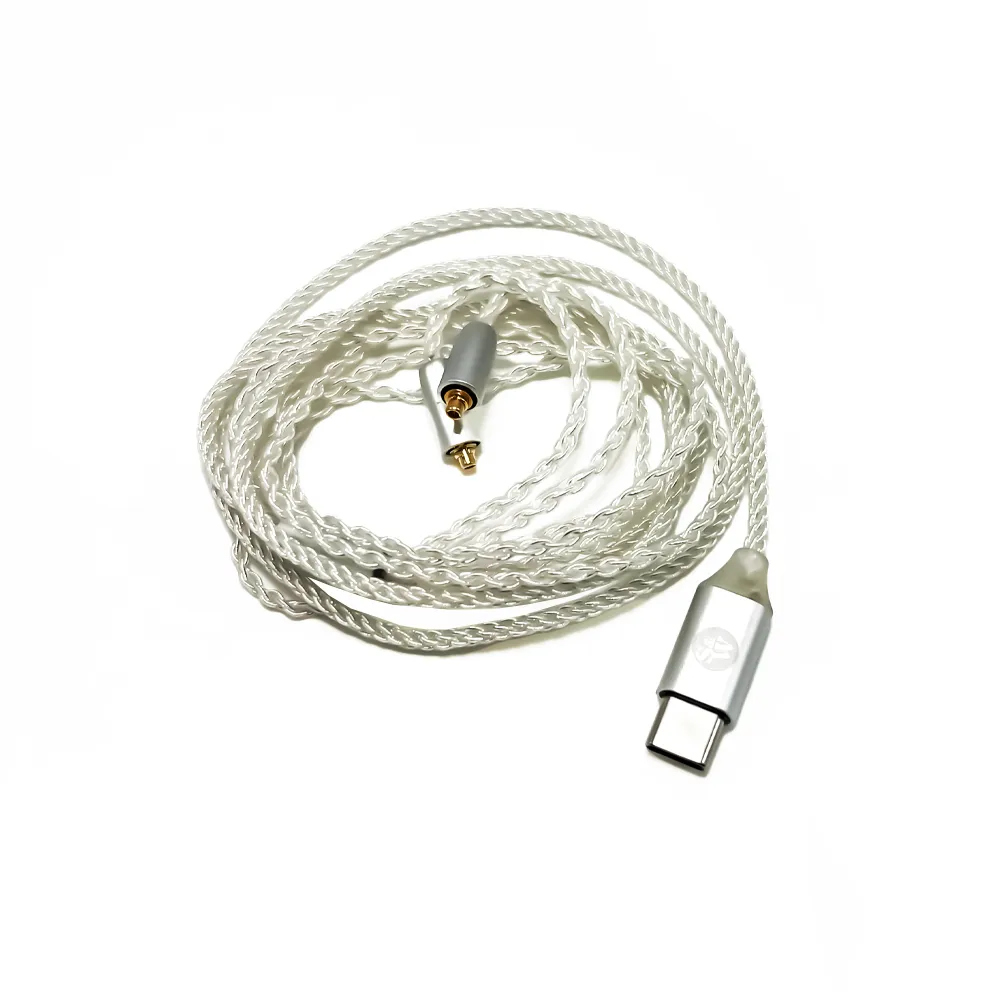 Lyss Braided OFC Silver MMCX to USB-C In-Ear Monitor Upgrade Cable