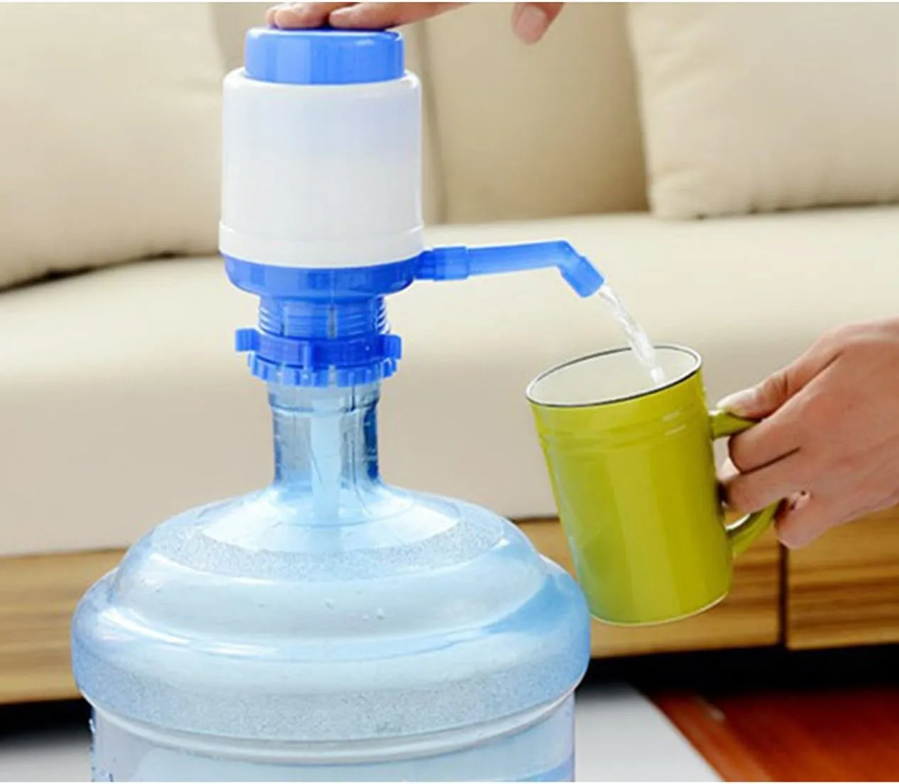 Manual Water Pump Dispenser For 19 liter Water Cans Large - Blue & White