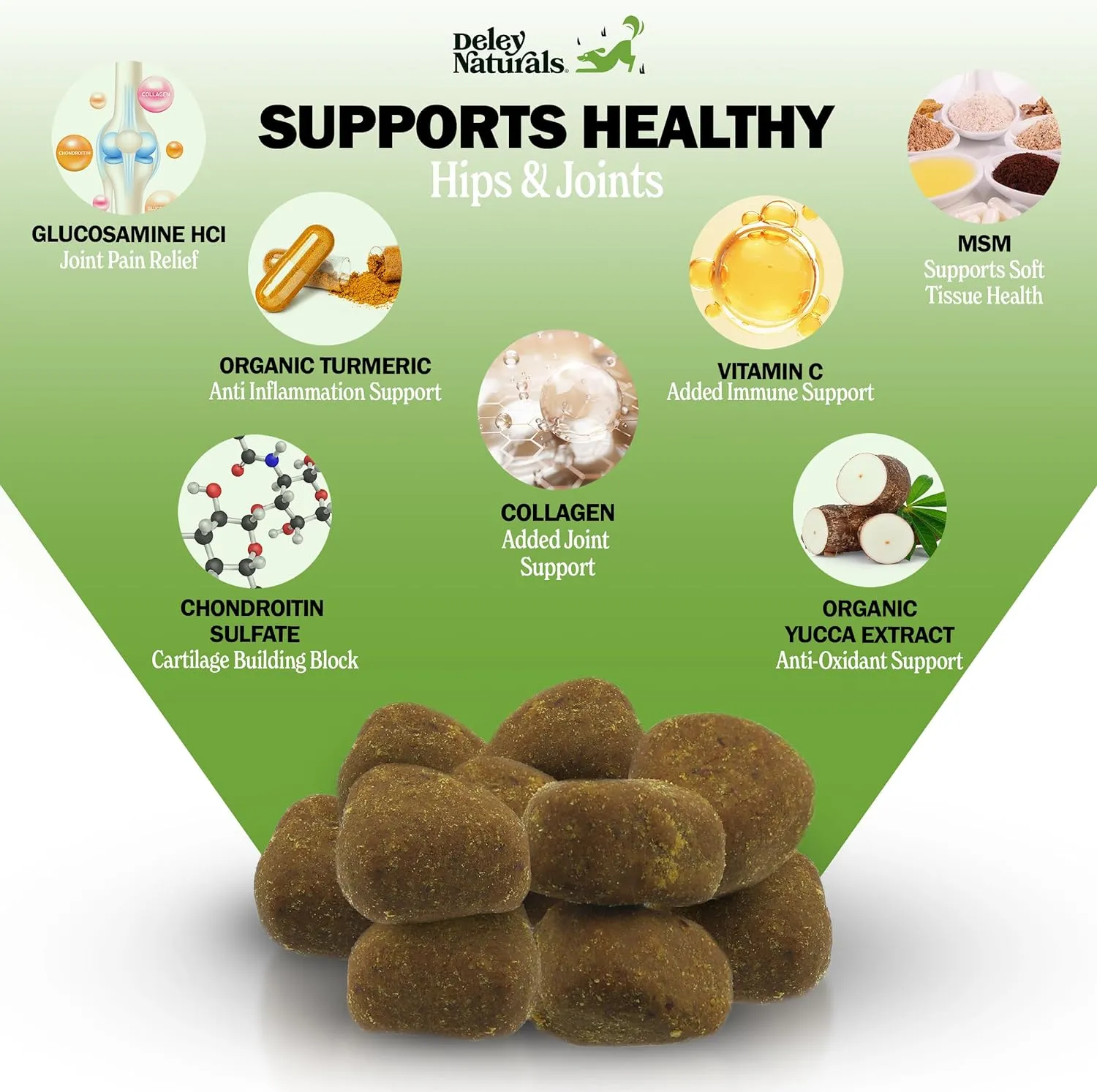 Natural Grain-Free Soft Chews Hip & Joint Supplement for Dogs - Advanced Arthritis Relief 480g