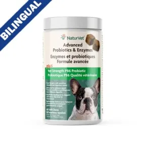 NaturVet® Advanced Probiotics & Enzymes Plus Vet Strength PB6 Probiotic (60ct) Soft Chews for Dogs