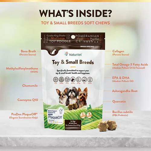 NaturVet® Breed Specific Soft Dental Chew Bag Toy & Small Breed 60ct