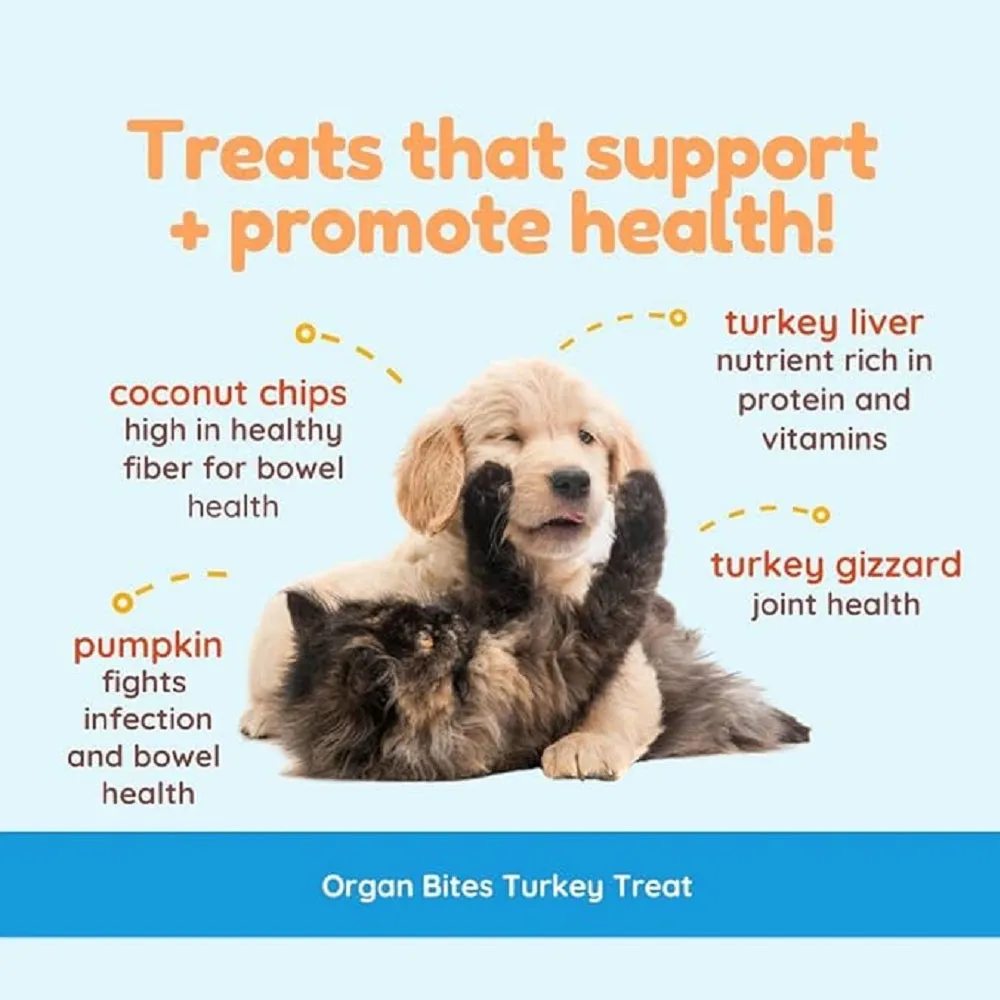 Organ Bites! Raw Organ Meat Treat for Dogs & Cats - Turkey Organs and Pumpkin and Coconut