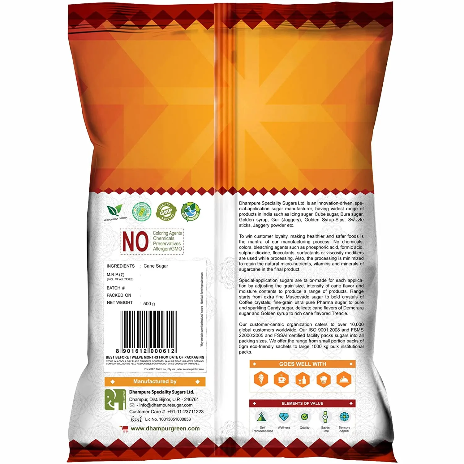 Organic White Sugar Pack of 500gm