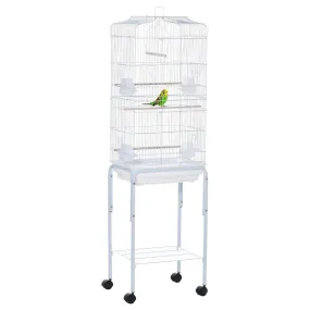 PawHut Bird Cage for Budgie Finch Canary Parakeet W/ Stand Sliding Tray White